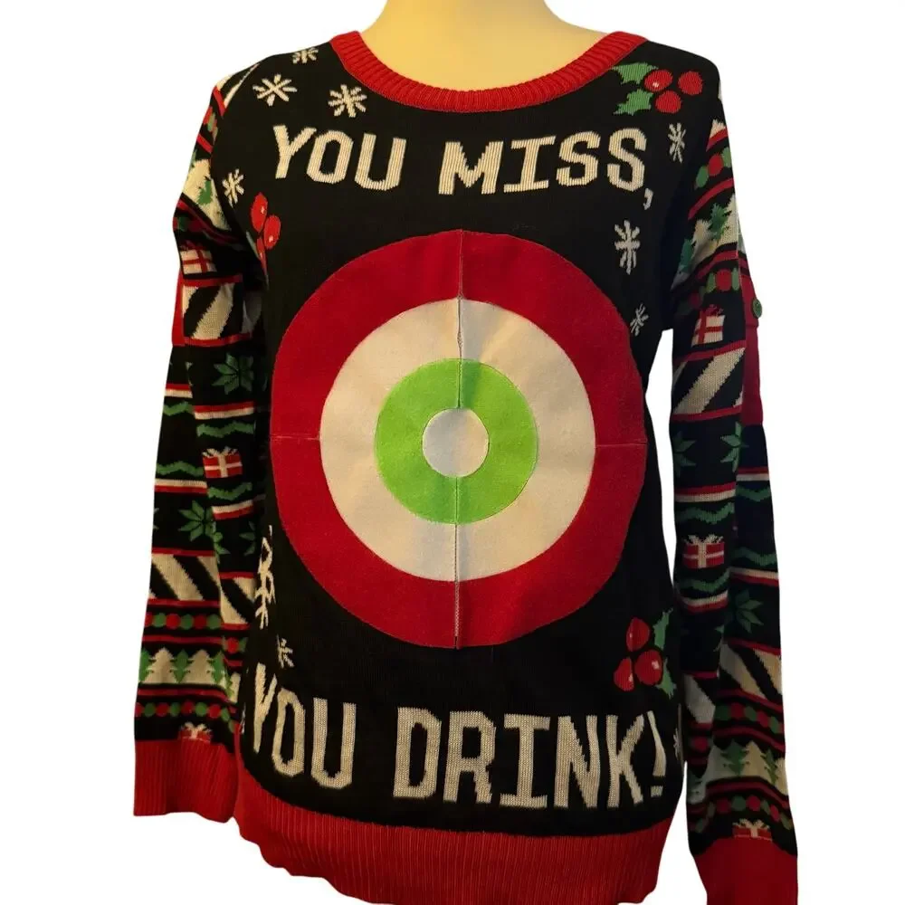 Tipsy Elves Drinking Game Ugly Christmas Sweater, Men's Size Medium